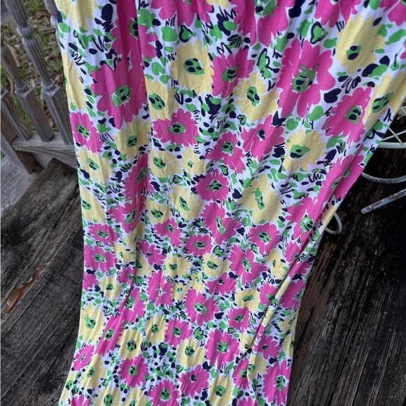 Lilly Pulitzer Marlisa Maxi Dress L Strapless Doodlebug Daisy Floral Pink Green - Picture 3 of 7